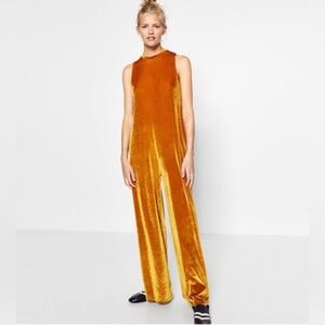 ZARA Trafaluc Gold Jumpsuit M